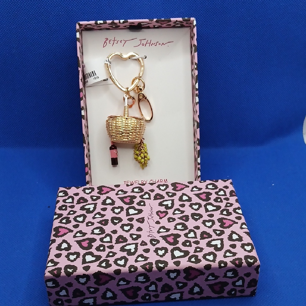 Betsey Johnson Gold Basket Charm Keychain